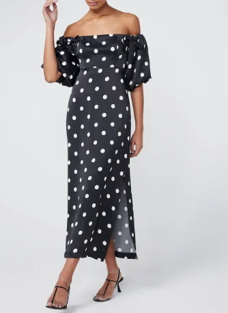 Kitri Cecelia Black Polka Dot Bardot Dress Fashionable unclassified dresses