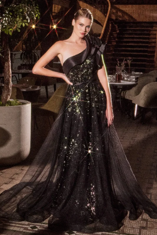 Glitter One Shoulder A-line Gown by Ladivine CB157 Budget-friendly unclassified dresses Glitter One Shoulder A-line Gown by Ladivine CB157 Budget-friendly unclassified dresses