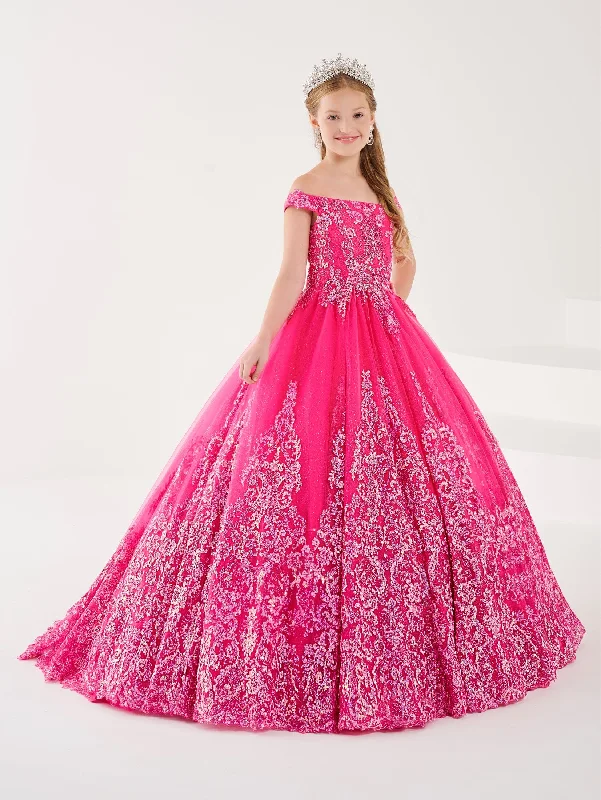 Girls Glitter Off Shoulder Gown by Tiffany Princess 13738 Bodycon unclassified dresses