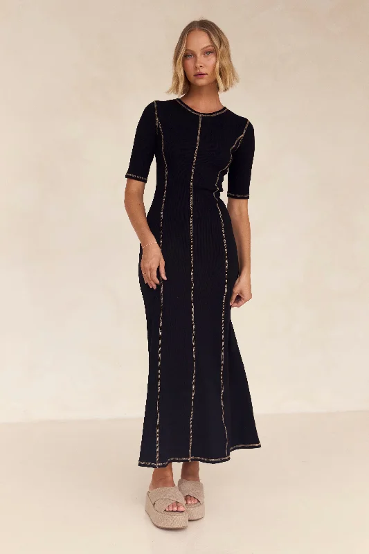 Bates Ribbed Maxi Dress (Black)