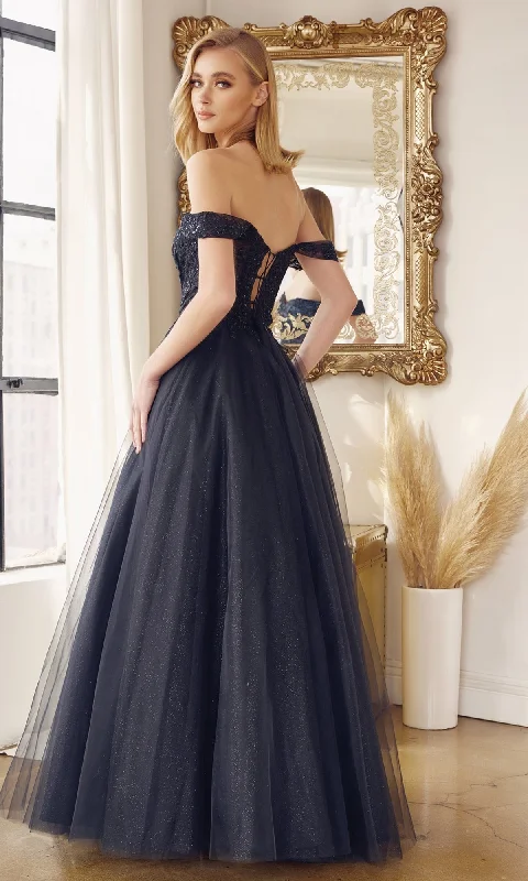 Lace-Up Off-Shoulder Long A-Line Prom Dress 280