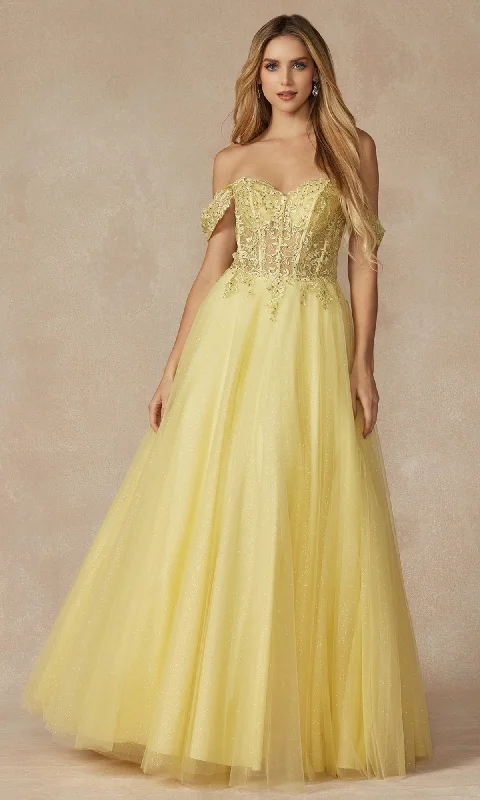 Lace-Up Off-Shoulder Long A-Line Prom Dress 280