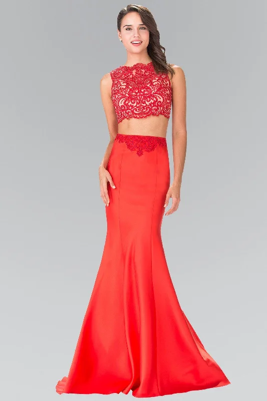 Long Two-Piece Dress with Lace Top by Elizabeth K GL2281