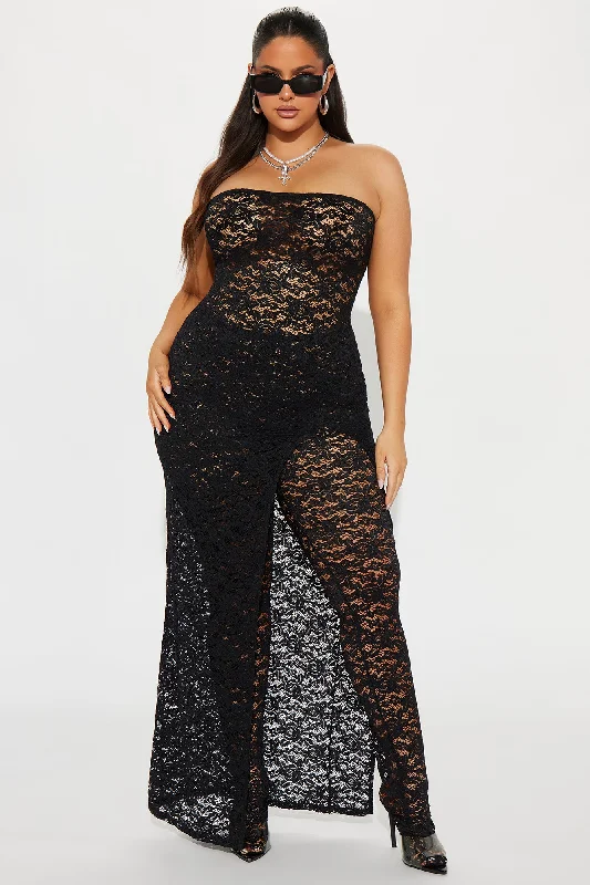 Meredith Lace Maxi Dress Set - Black