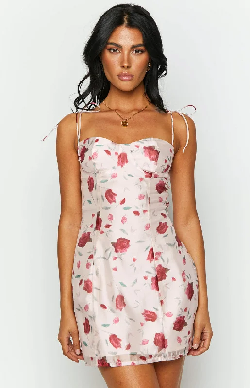 Penny Lane Light Pink Floral Print Mini Dress