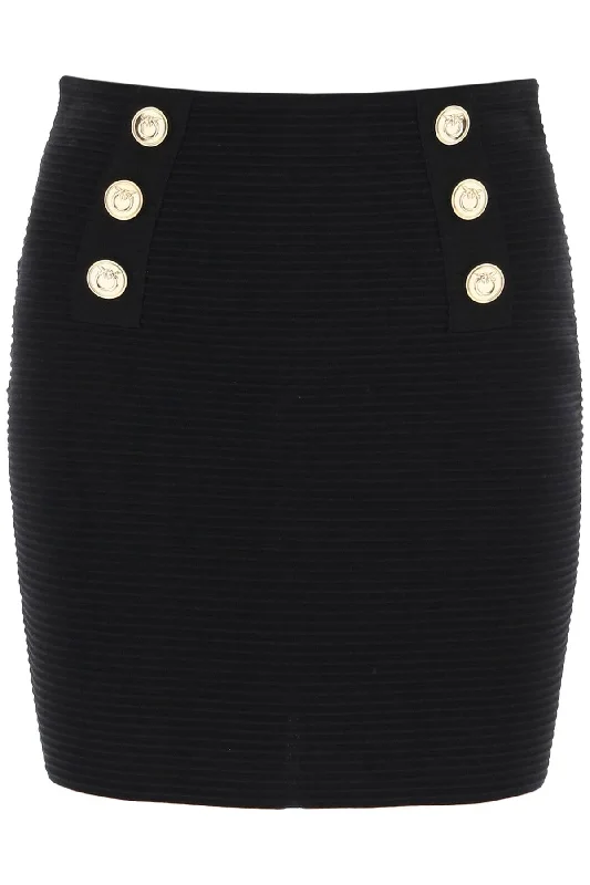 cipresso mini skirt with love birds buttons 102880 A1LK NERO LIMOUSINE