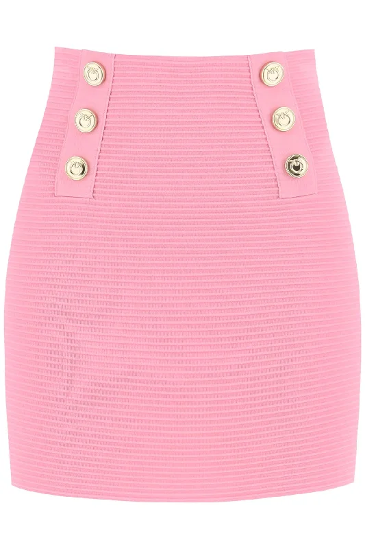 cipresso mini skirt with love birds buttons 102880 A1LK ROSA CHIARO