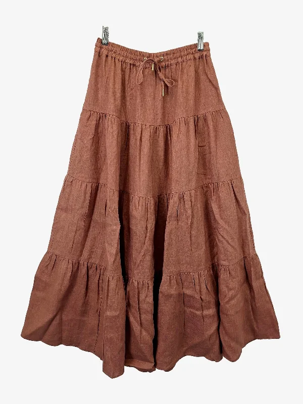 Country Road Clay Linen Tiered Maxi Skirt Size 8