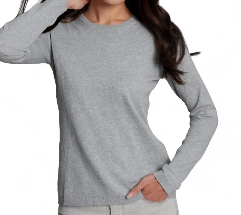 Cotton Cashmere Classic Crew Neck Pullover In Fog Trendy oversized sweaters