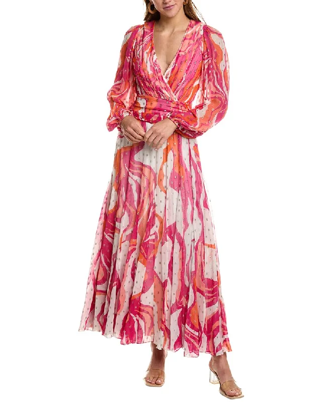 Rococo Sand Surplice Maxi Dress Tulle Layered Maxi